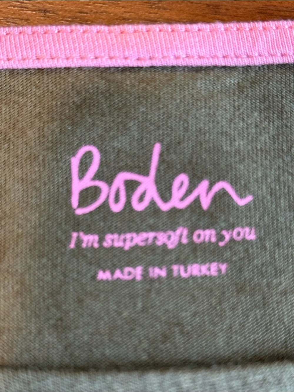 Boden Long Puff Sleeve Olive Green Cotton/modal Jersey Crew Neck Top, size 12